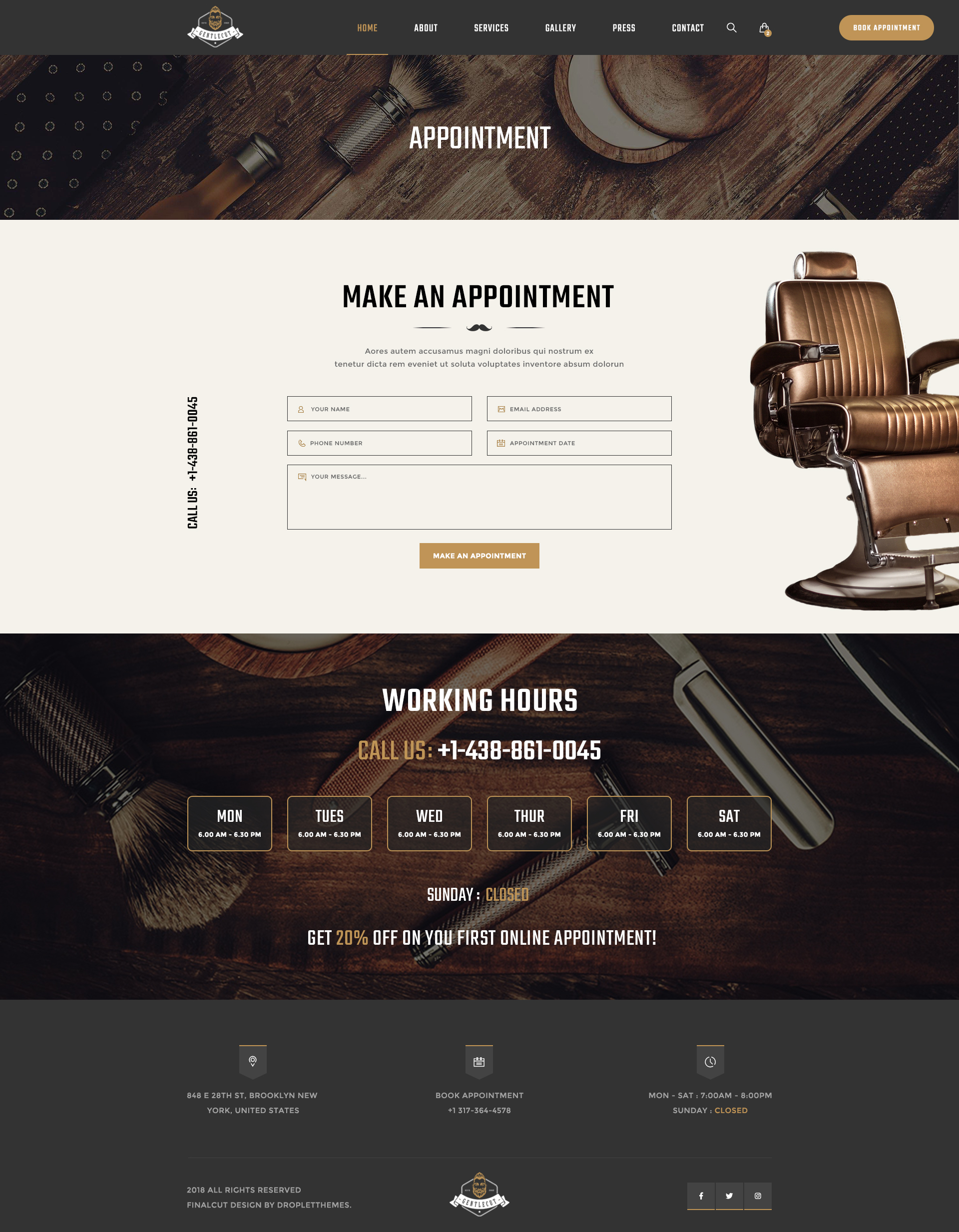 Gentlecut - Barbershop and Hairdressers PSD Template
