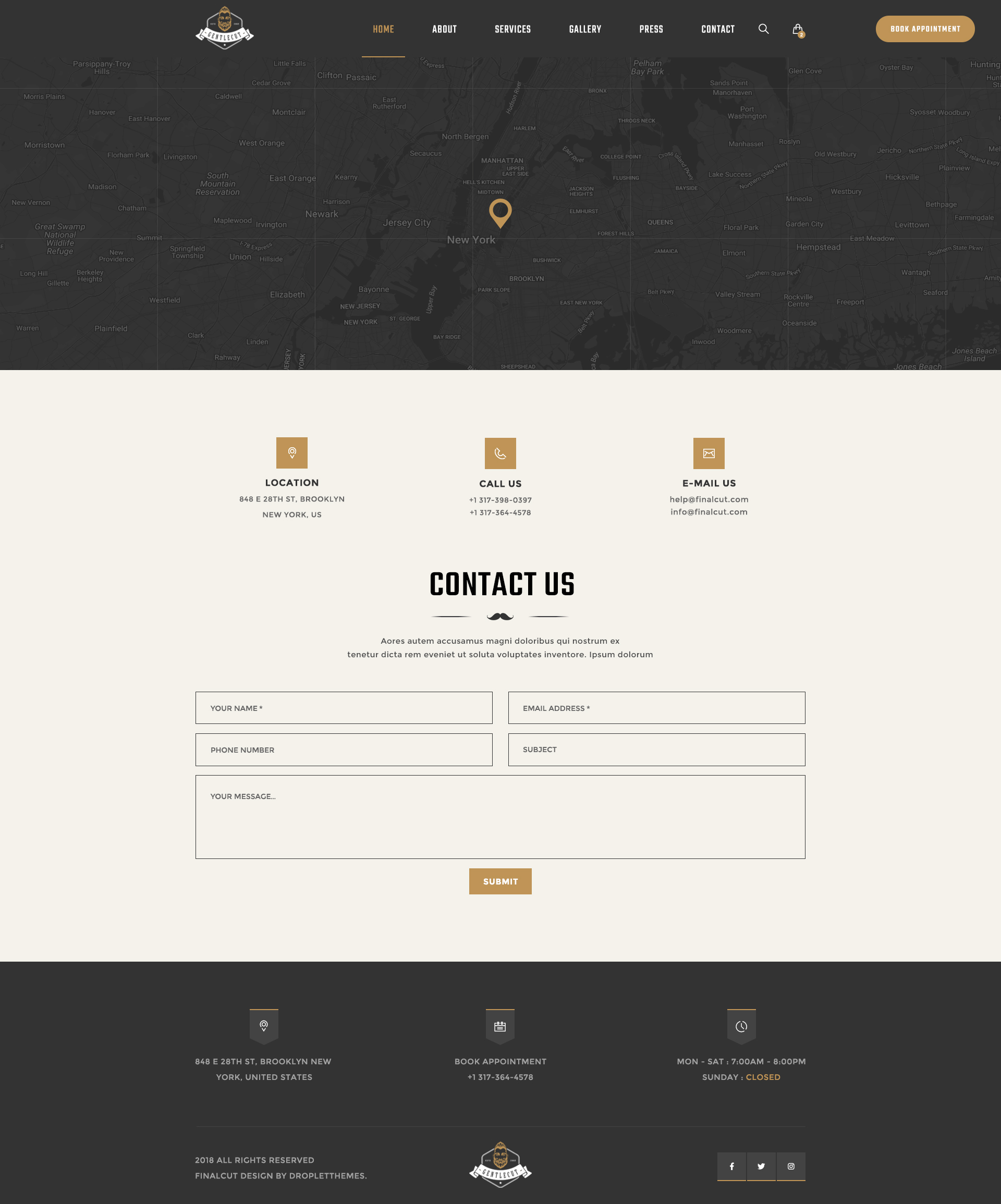 Gentlecut - Barbershop and Hairdressers PSD Template