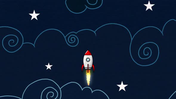 Cartoon  Rocket In The Space