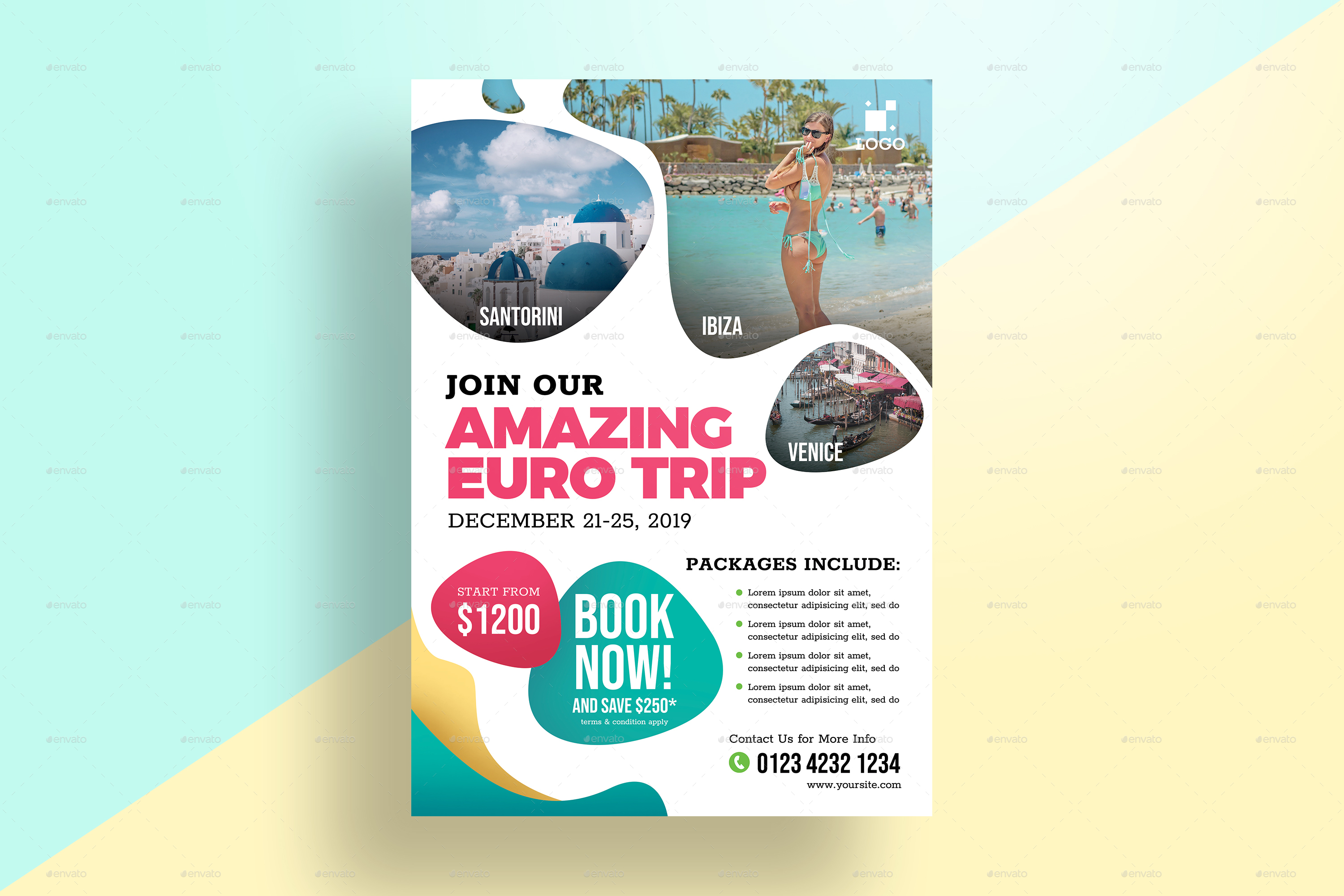 Travel & Vacation Flyer Template by faridkei  GraphicRiver Throughout Vacation Flyer Template