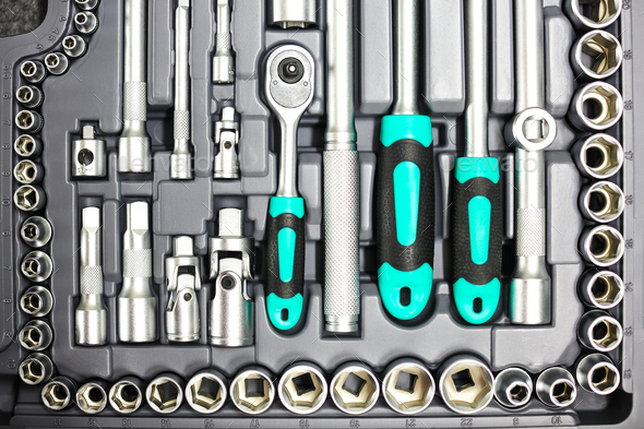 set of wrenches and bits.