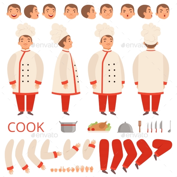 Cook Animation. Chef Characters Body Parts Hands - People Characters