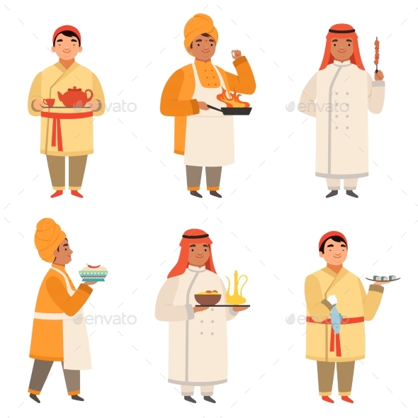 Traditional Cook Characters. Chef at Different - People Characters