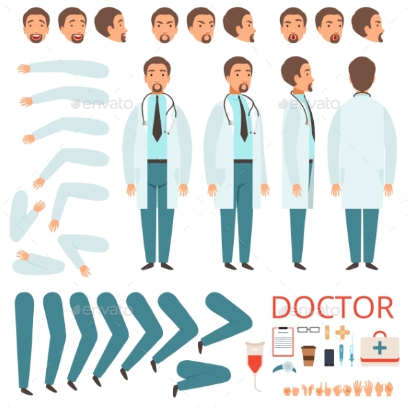Male Doctor Animation. Hospital Staff Character - People Characters