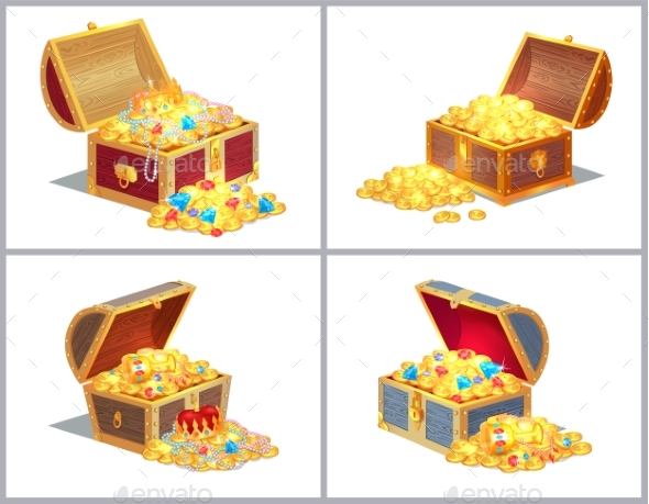 Chest with Treasures Set - Miscellaneous Vectors