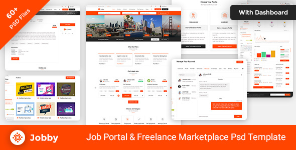 Jobby - Job Portal and Freelance Marketplace PSD Template - Business Corporate