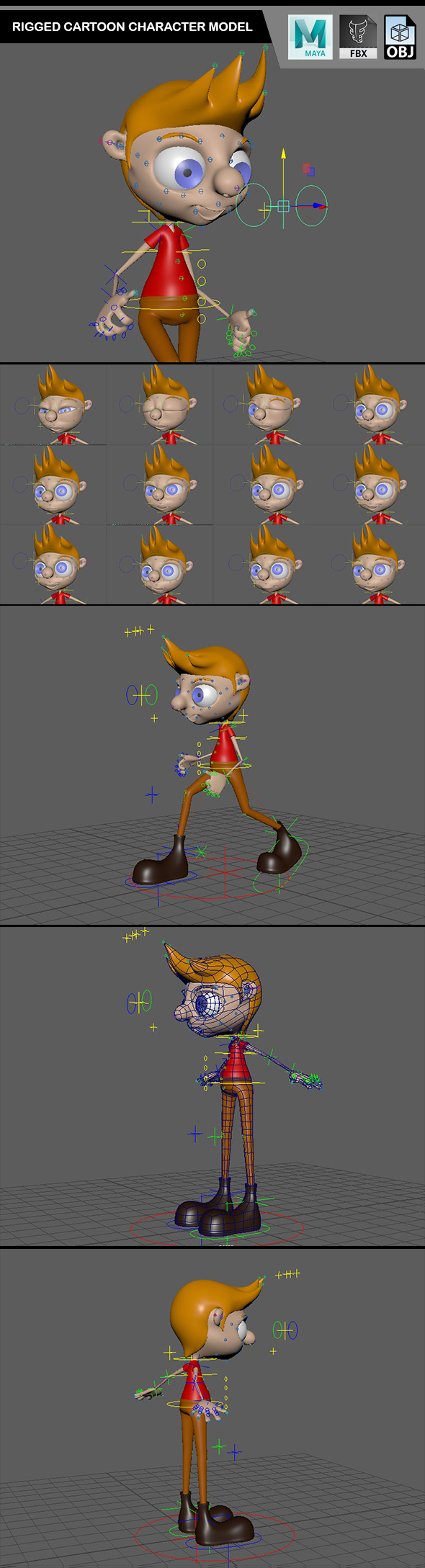 Rigged Cartoon Character - 3Docean 22730431