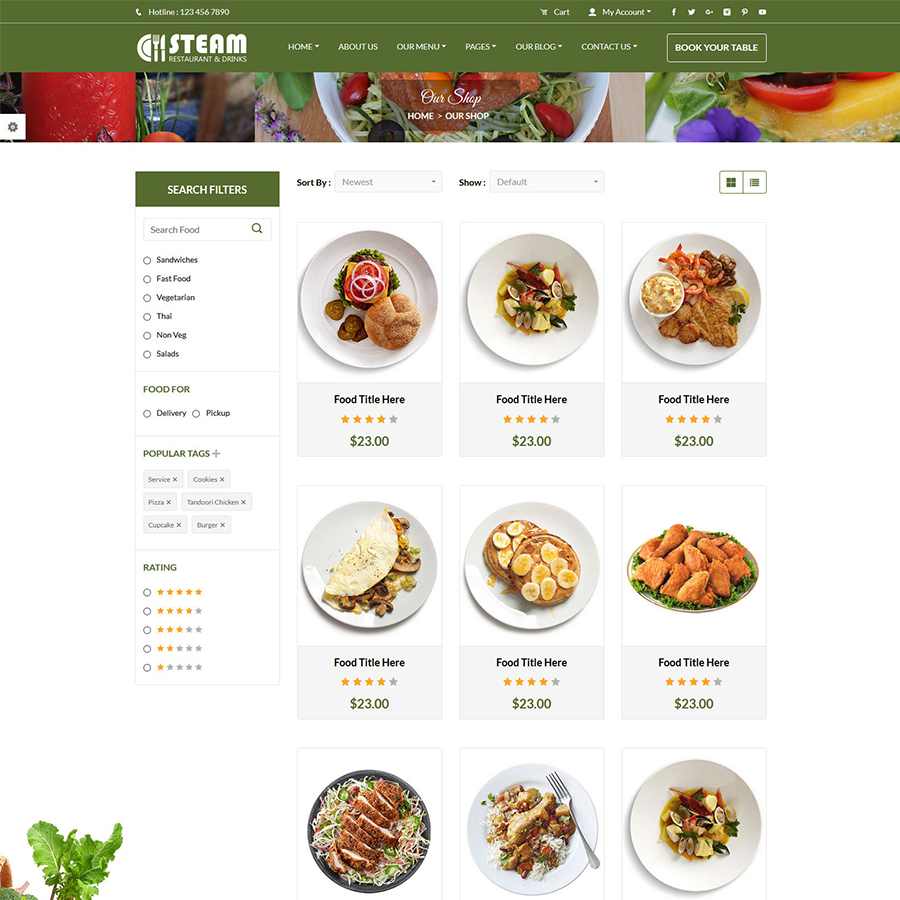 spice n steam restaurant food drinks html 5 website template food web template