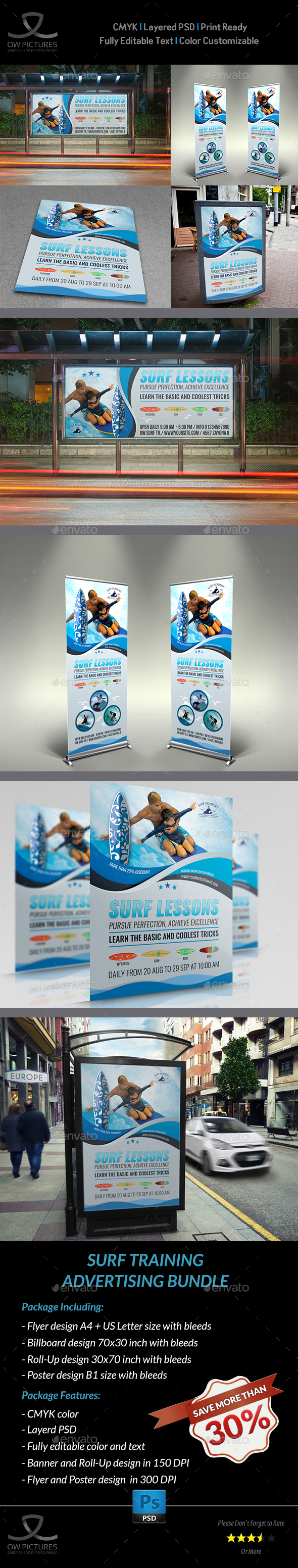 Surf Sport Training Advertising Bundle - Signage Print Templates
