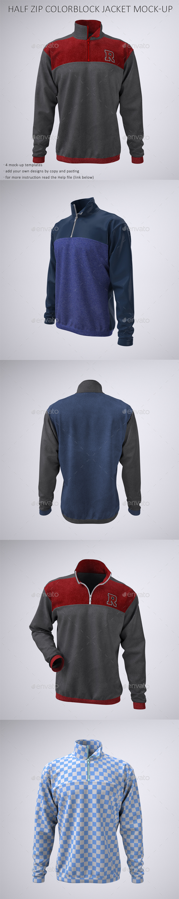 Zip Up Pullover Mockup Free Half Zip Fleece Track Jacket Mock-Up