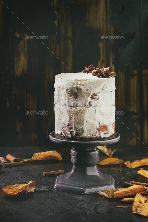 Autumn naked cake - Stock Photo - Images
