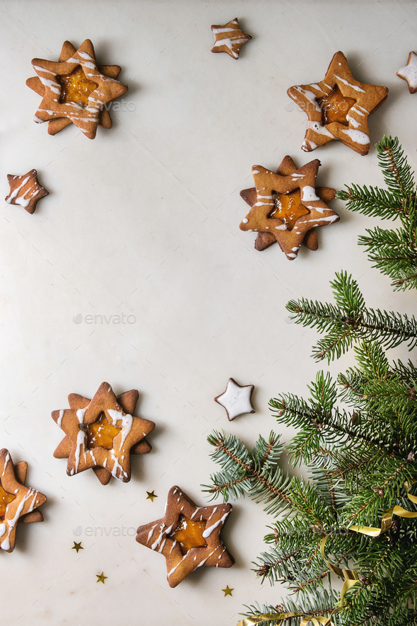 Christmas star shape sugar cookies - Stock Photo - Images