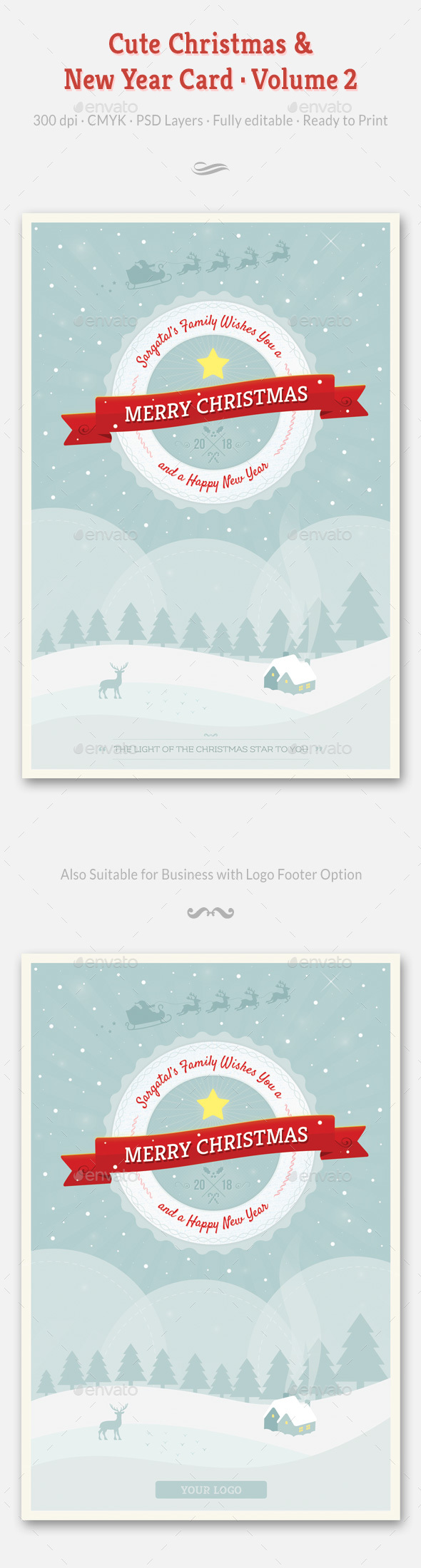 Cute Christmas and New Year Card - Volume 02 - Holiday Greeting Cards