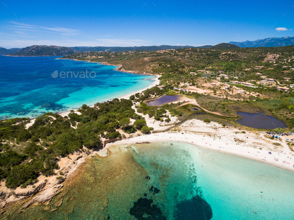 Aerial View Of Palombaggia Beach In Corsica Island France Aerial View Of Palombaggia Beach In Corsica Island France