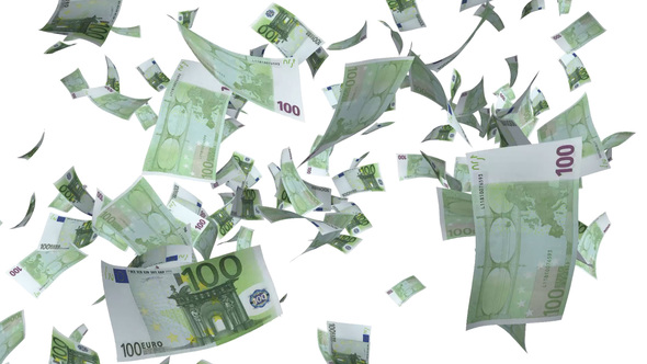 Money Euro Bills Raining