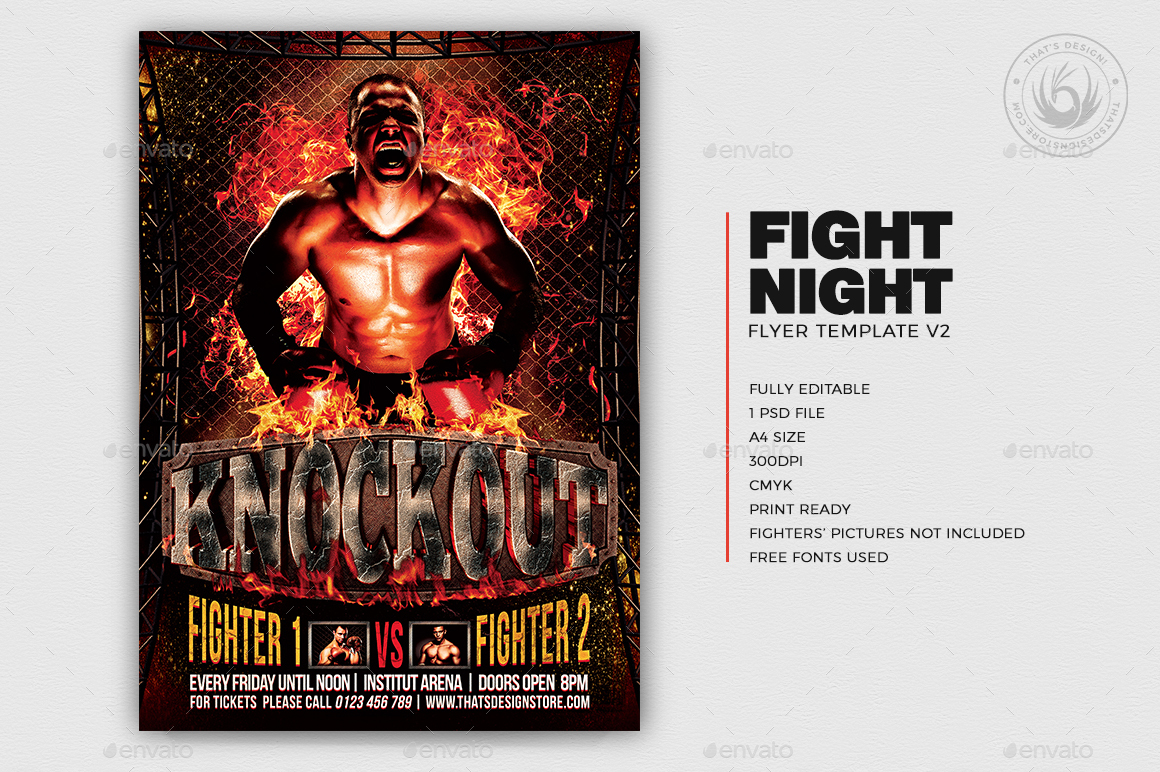 Fight Night Flyer Template V2, Print Templates | GraphicRiver