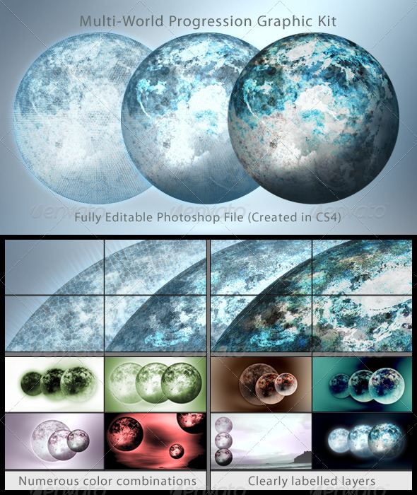 Multi-World Progression Graphic Kit - Tech / Futuristic Backgrounds