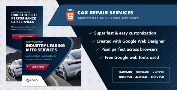 HTML5 Animated Banner Ads - Car / Auto Service (GWD) by InfiniWeb |  CodeCanyon