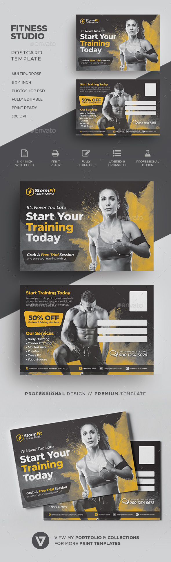 Fitness Postcard - Cards & Invites Print Templates