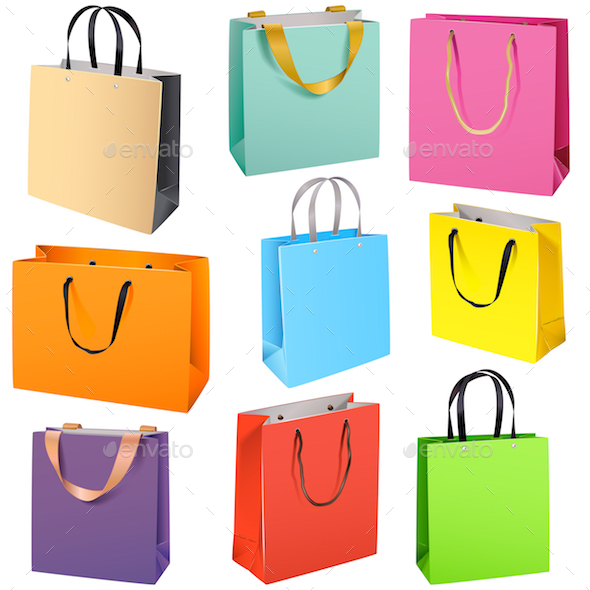 Vector Color Paper Bags - Retail Commercial / Shopping