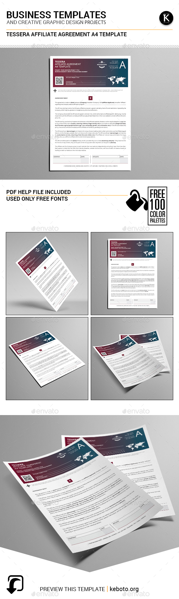 Tessera Affiliate Agreement A4 Template - Miscellaneous Print Templates