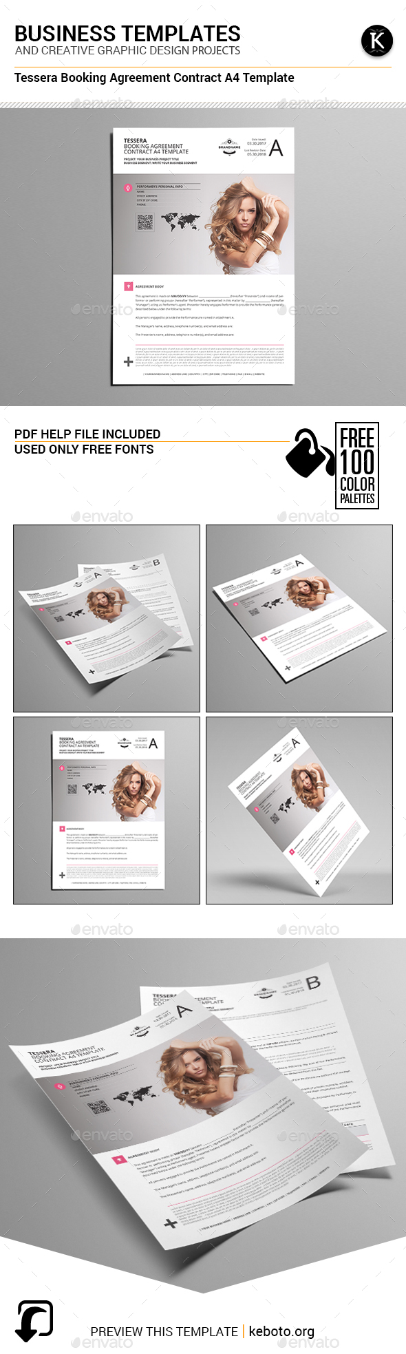 Tessera Booking Agreement Contract A4 Template - Miscellaneous Print Templates