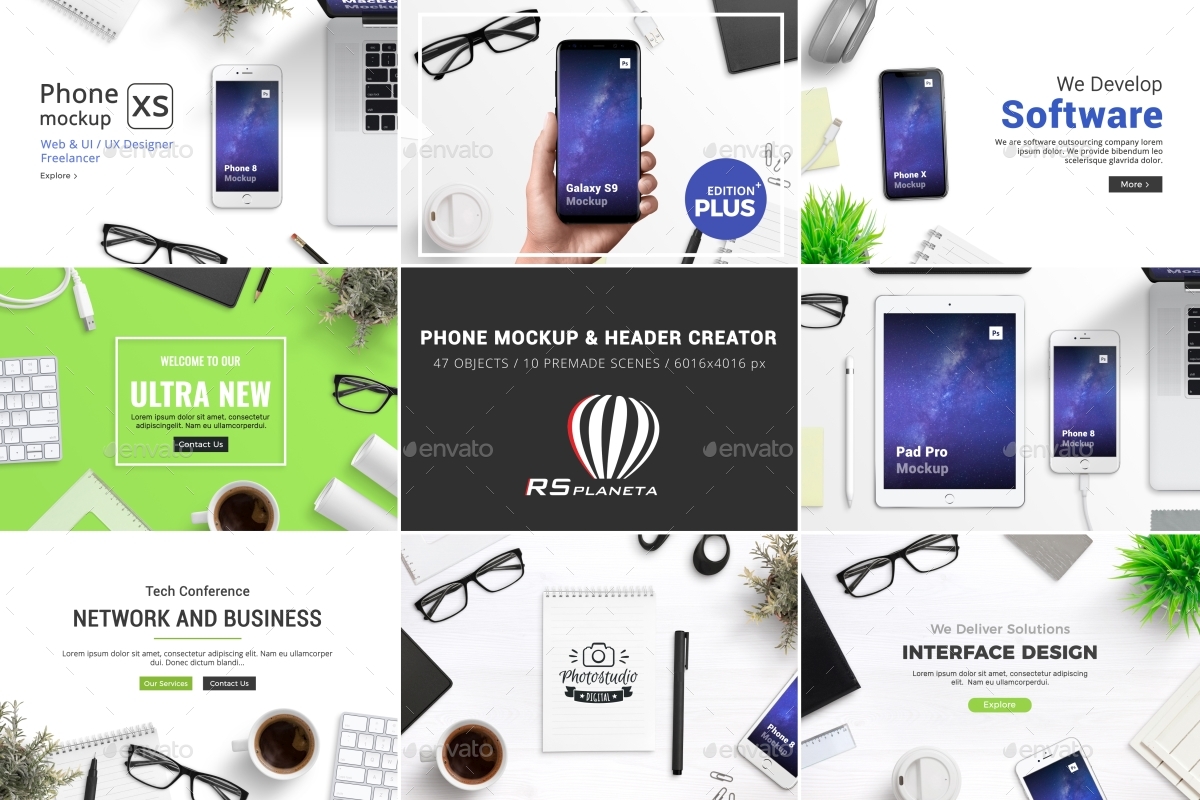 Download Phone Mockup & Header Creator by RSplaneta | GraphicRiver