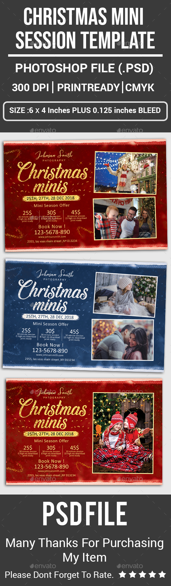 Christmas Mini Session Template - Cards & Invites Print Templates