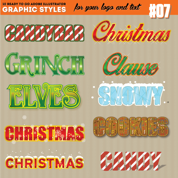 3D Christmast Glamour Text/Graphic Style - Styles Illustrator