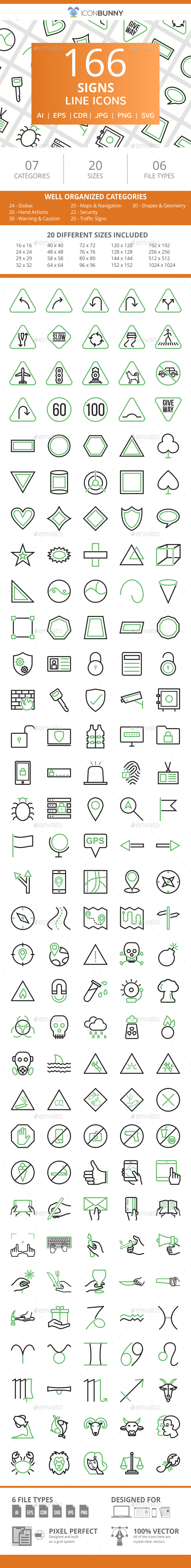 166 Sign Line Green & Black Icons - Icons