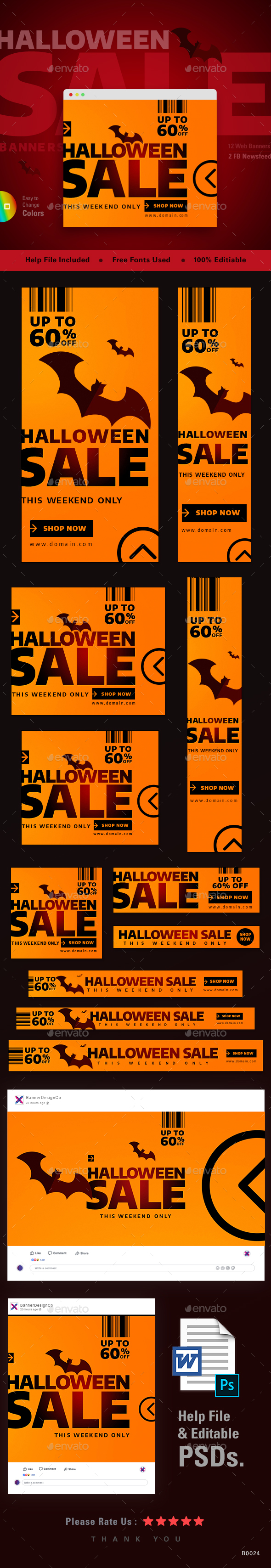 Halloween Web Banner Set - Banners & Ads Web Elements
