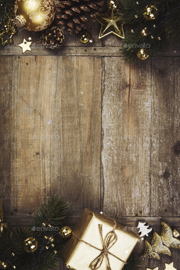 Christmas theme background in vintage style Stock Photo by klenova