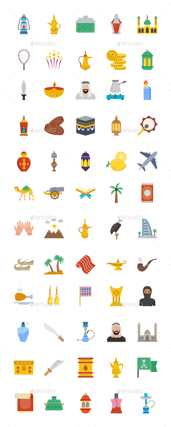 60 Flat Arab Heritage Vector icons - Icons