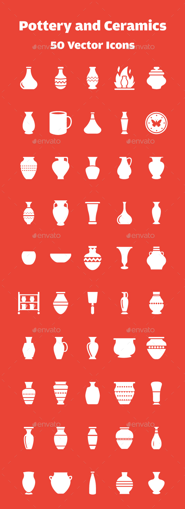 50 Pottery Vector Icons - Icons