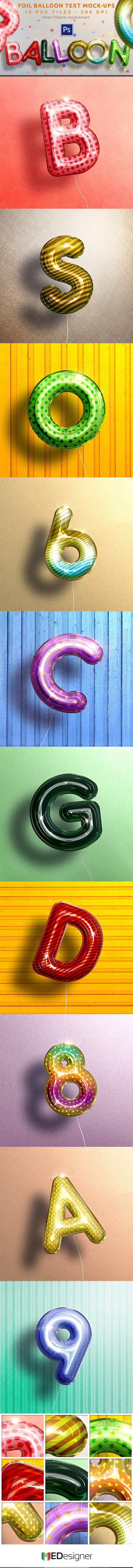 Realistic Balloon Text Mock-ups V.1 - Text Effects Actions