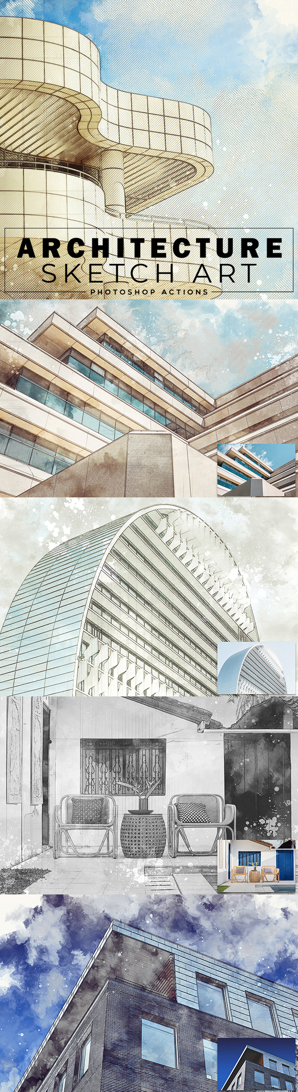 Architecture Sketch Art Photoshop Actions - Photo Effects Actions