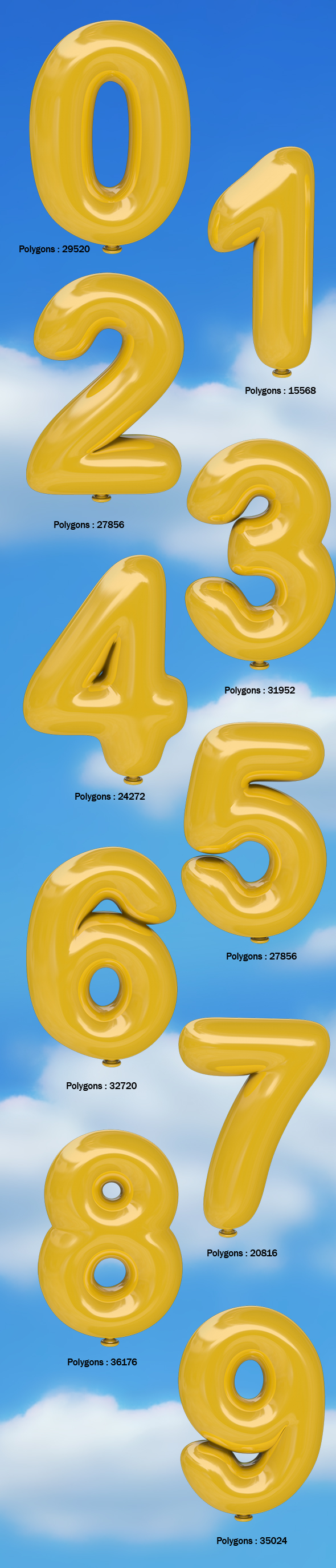 Balloon Numbers 0 - 3Docean 22798847