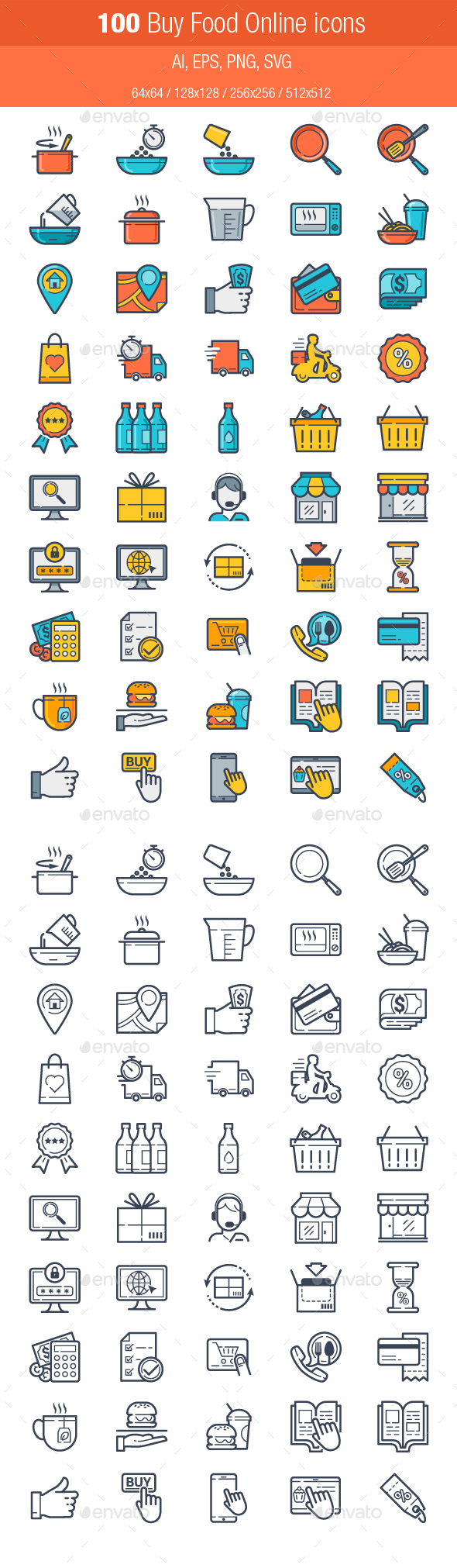 Buy Food Online Icons - Food Objects