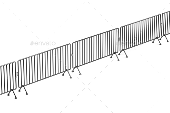 Crowd control barriers on white background