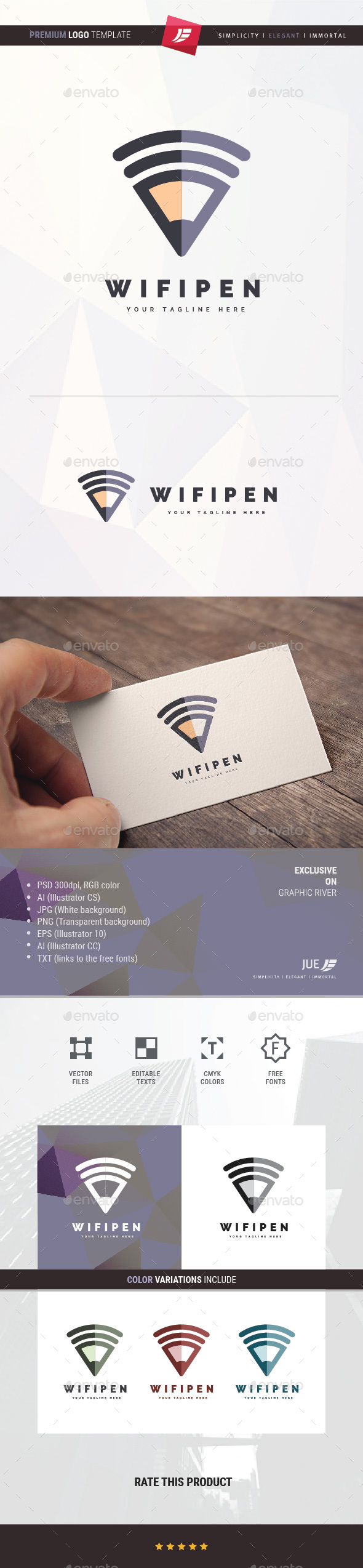 Wifi Pen Logo - Symbols Logo Templates