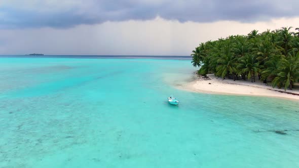 Drone Flying Along Wild Empty Maldive Island