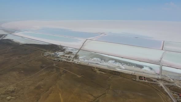 Aerial Salt Production Facilities and Saline Evaporation Pond Fields in the White Salty Lake alt