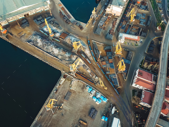 Sea port from a bird&#39;s-eye view. Odessa, Ukraine - Stock Photo - Images