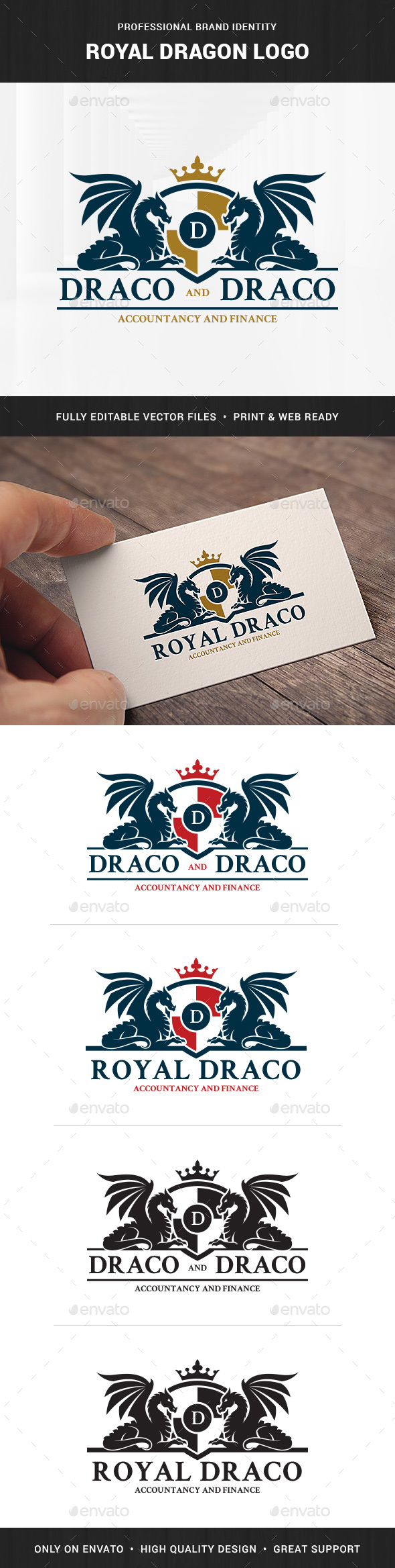 Royal Dragon Logo Template - Crests Logo Templates