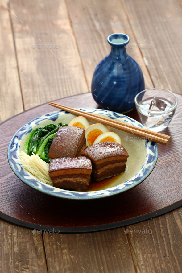 Braised Pork Belly, Dongpo Pork, Okinawa Rafute Stock Photo By Motghnit