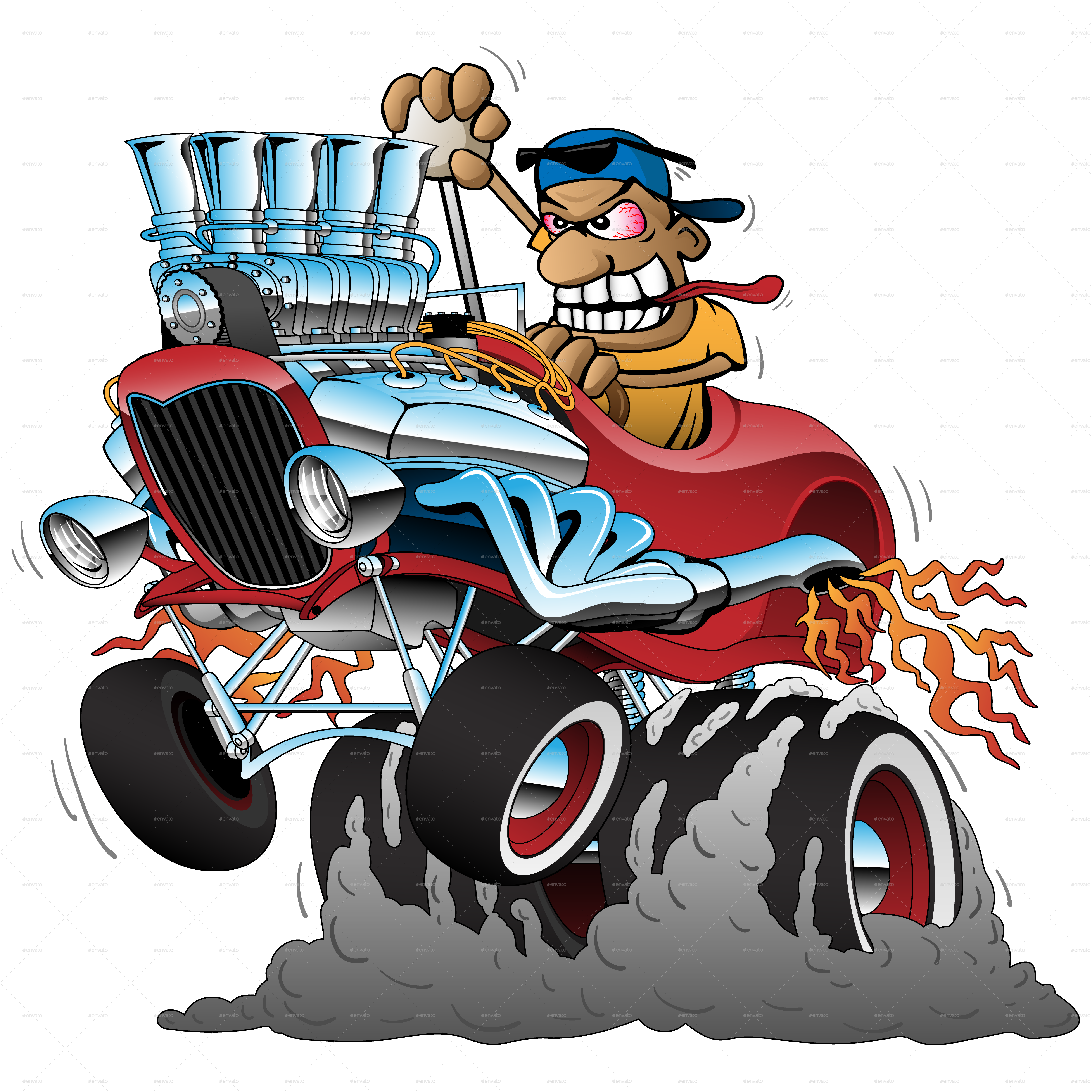Highboy Hot Rod Race Car Cartoon Vector Illustration By Jeffhobrath.