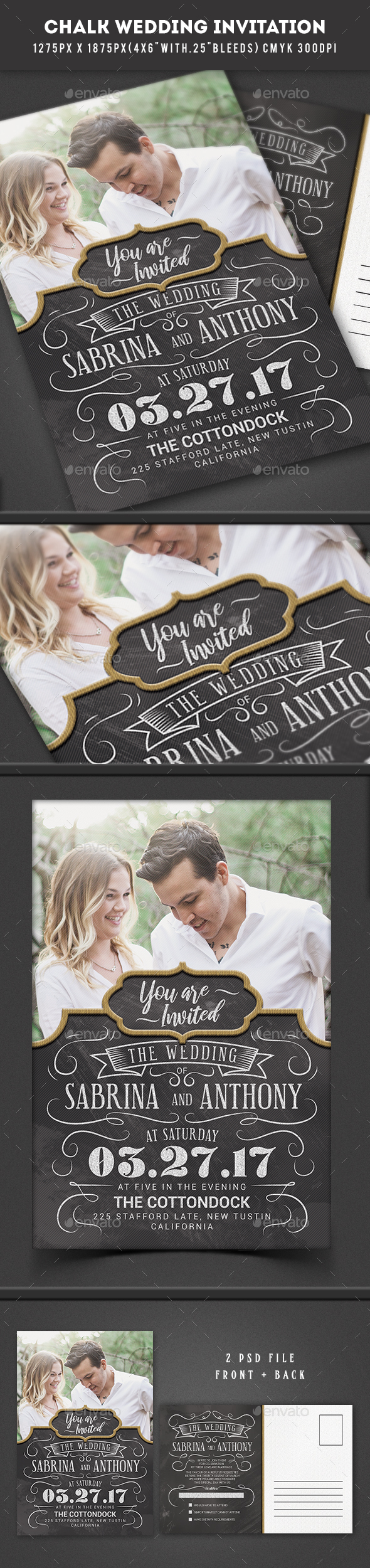 Chalkboard Wedding Invitation - Weddings Cards & Invites