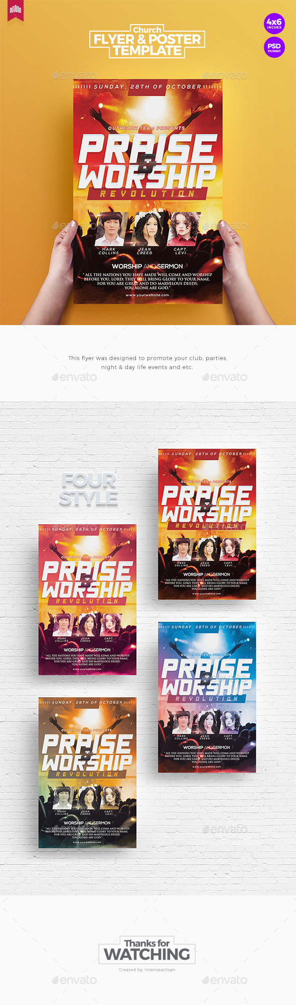 Praise & Worship - Church Flyer Template - Church Flyers