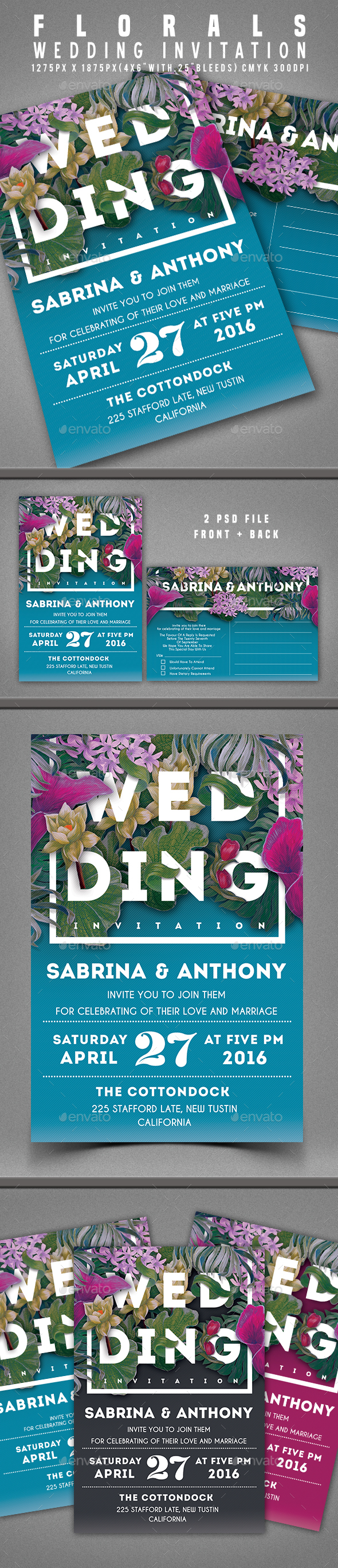 Floral Wedding Invitation - Invitations Cards & Invites