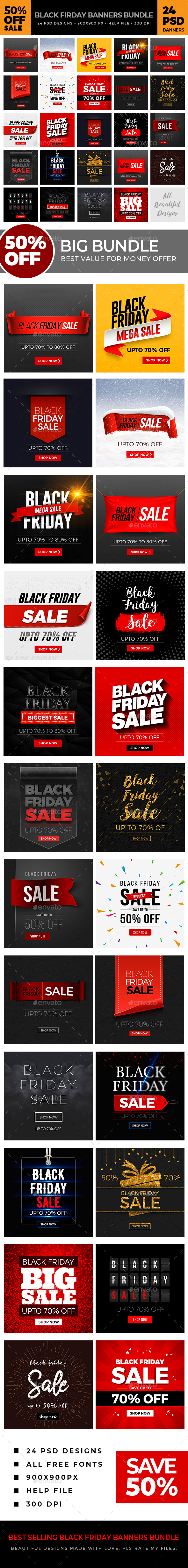 Black Friday Banners Bundle - Banners & Ads Web Elements